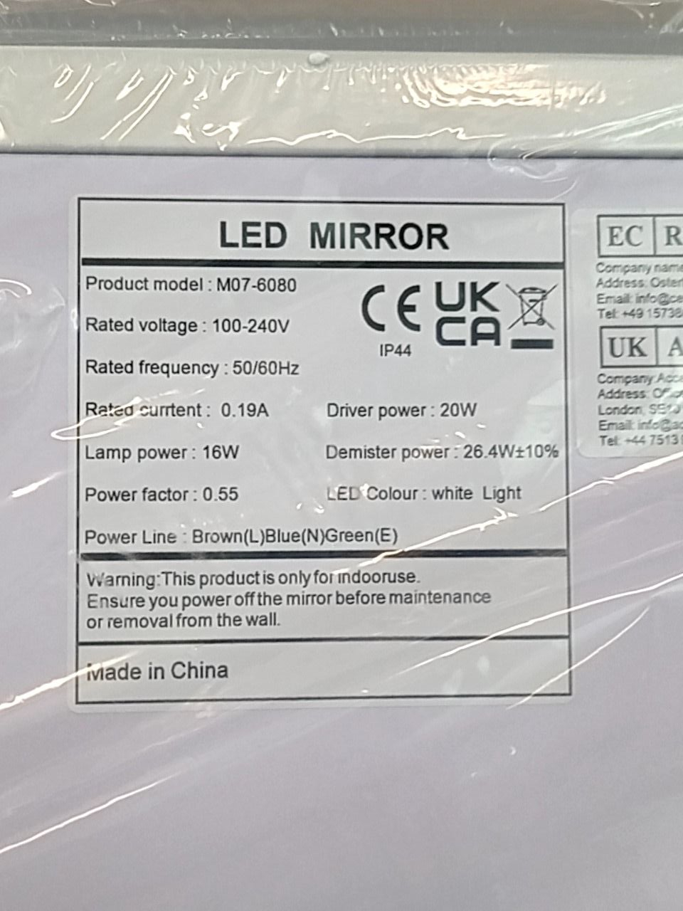 LED zrcadlo Dripex M07-6080