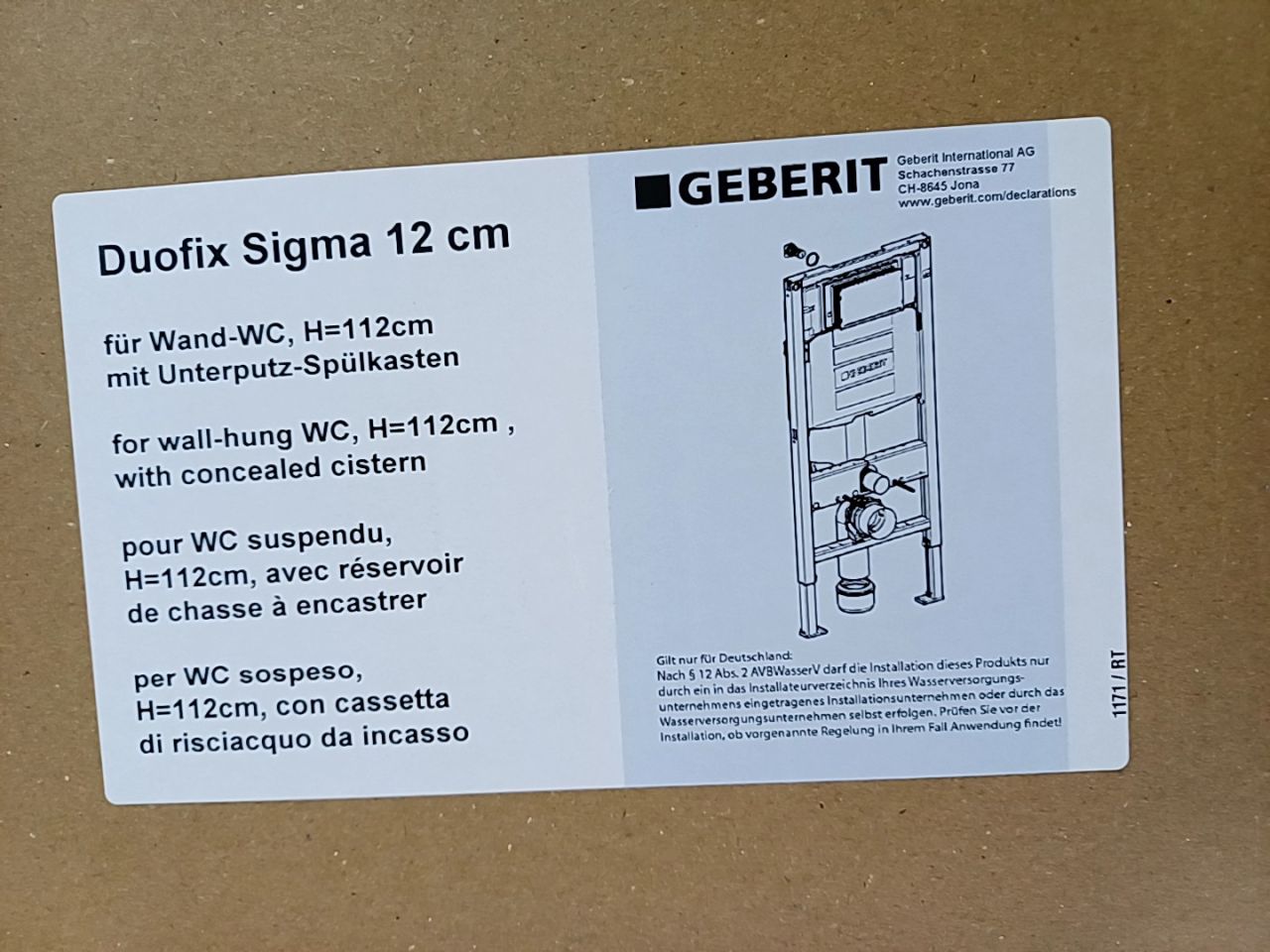 Montážní prvek pro závěsné WC, s nádržkou Geberit Duofix Sigma 12 cm
