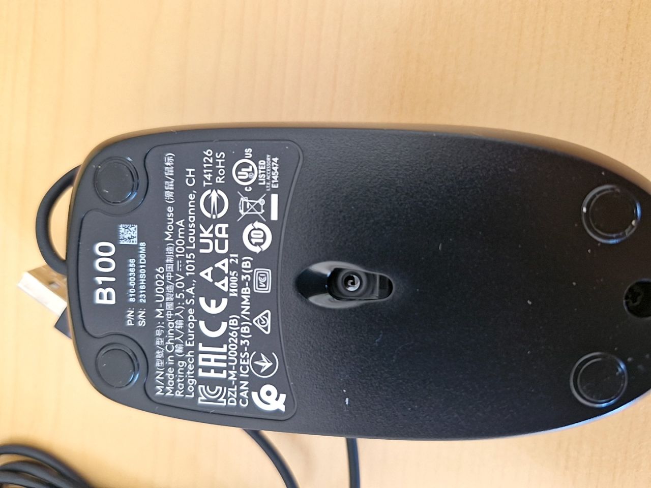 Myš Logitech B100 Optical USB Mouse černá 