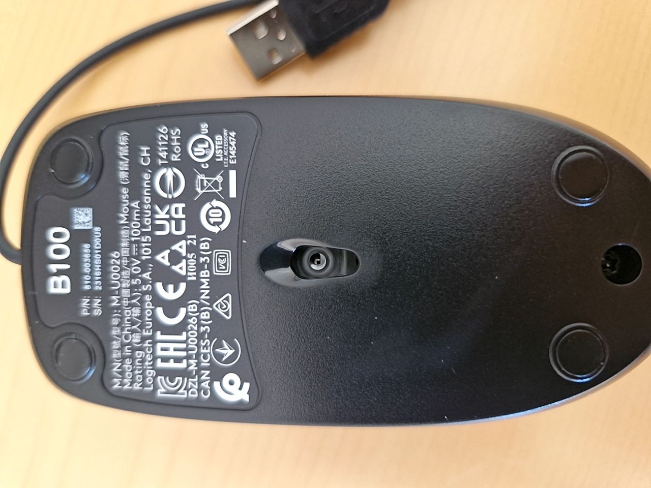 Myš Logitech B100 Optical USB Mouse černá 