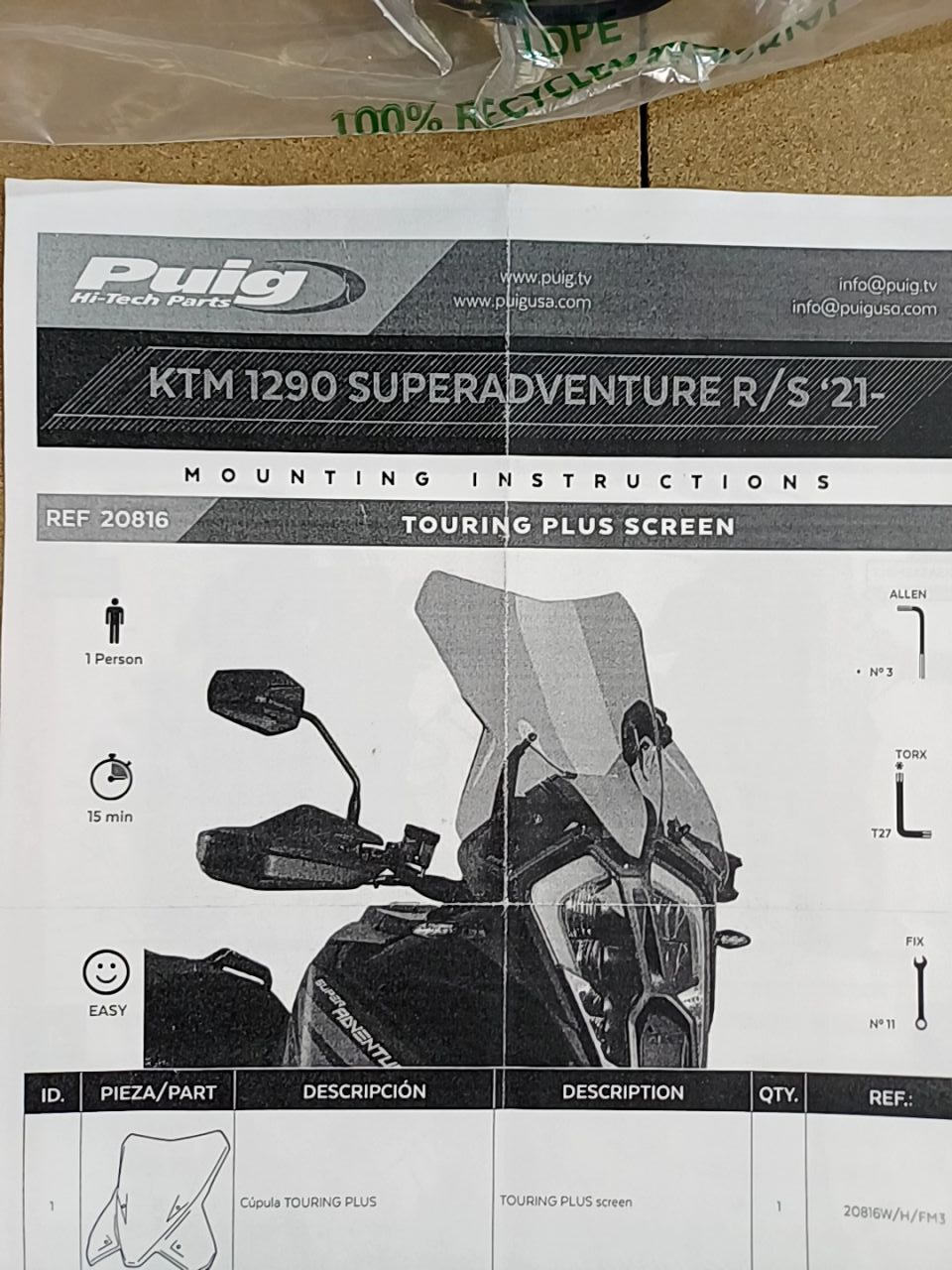 Plexištít na KTM 1290 Superadventure R/S 21- Puig 